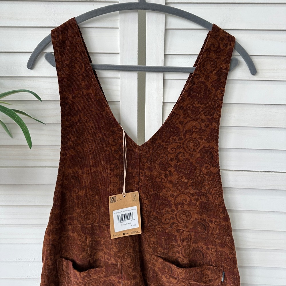 New Toad&Co Scouter Cord Shorterall Paisley Print Brown Organic Cotton Size S - Picture 5 of 10